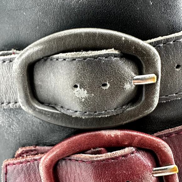 Pikolinos Caravaca Buckle Strap Bootie Leather High Top Black Red EU 39 US 9 - Picture 6 of 7